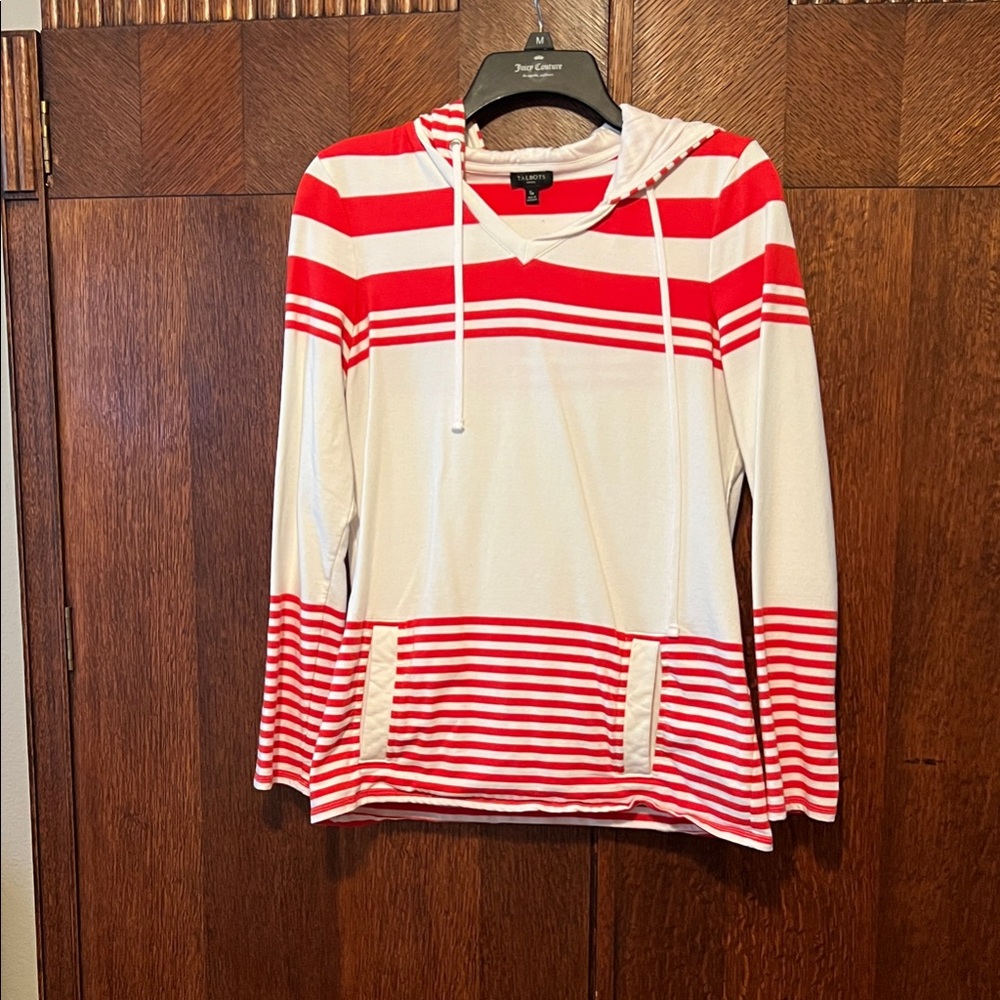 Talbots pullover Red and White Striped Hoodie